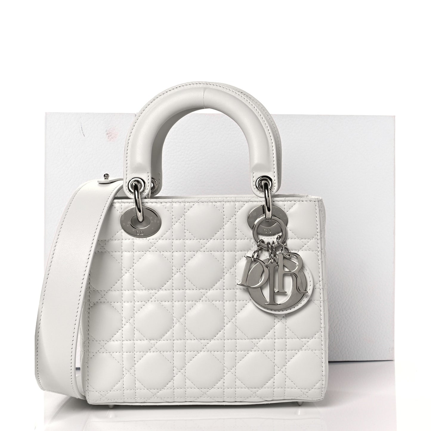Lambskin Cannage Small Lady Dior White