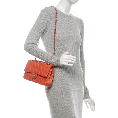 Chanel Lambskin Quilted Medium Double Flap Orange 2 of 8
