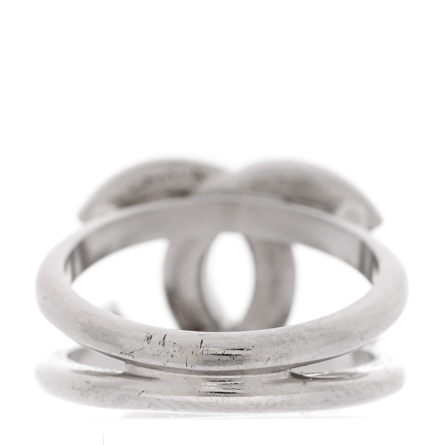 Chanel Crystal CC Ring 54 6.75 Silver 3 of 4