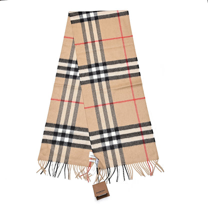 Burberry Cashmere Giant Check Fringe Scarf Archive Beige 3 of 5