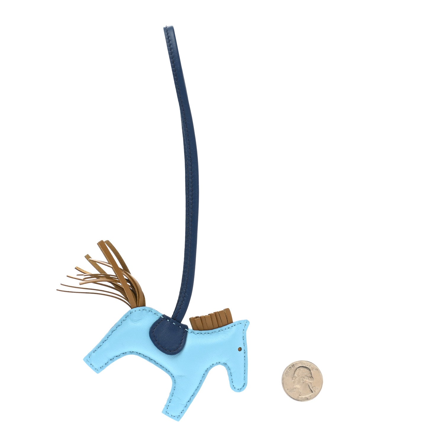 Hermes Milo Lambskin Grigri Rodeo Horse Bag Charm PM Celeste Bleu De Malte Kraft 2 of 5