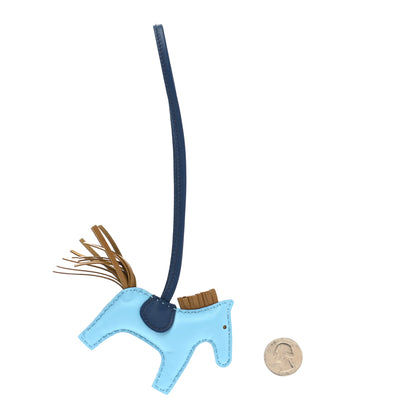 Hermes Milo Lambskin Grigri Rodeo Horse Bag Charm PM Celeste Bleu De Malte Kraft 2 of 5