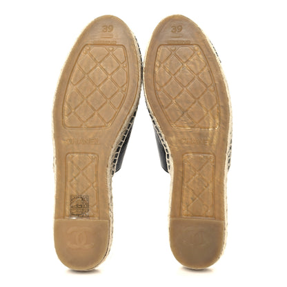 Chanel Iridescent Goatskin Patent CC Espadrille Mules 39 Black 6 of 11