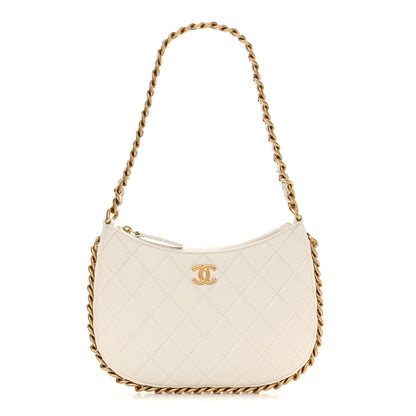 Chanel Shiny Crumpled Lambskin Quilted Trendy Chain Around Hobo White 1 of 10