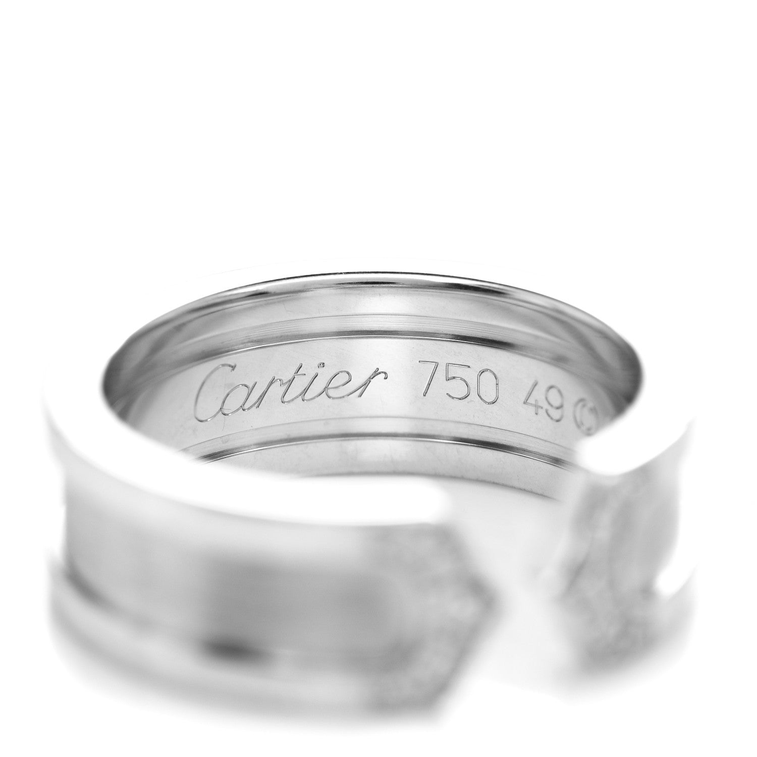 Cartier 18K White Gold Diamond 6.5mm Logo De Cartier Ring 49 4.75 4 of 4