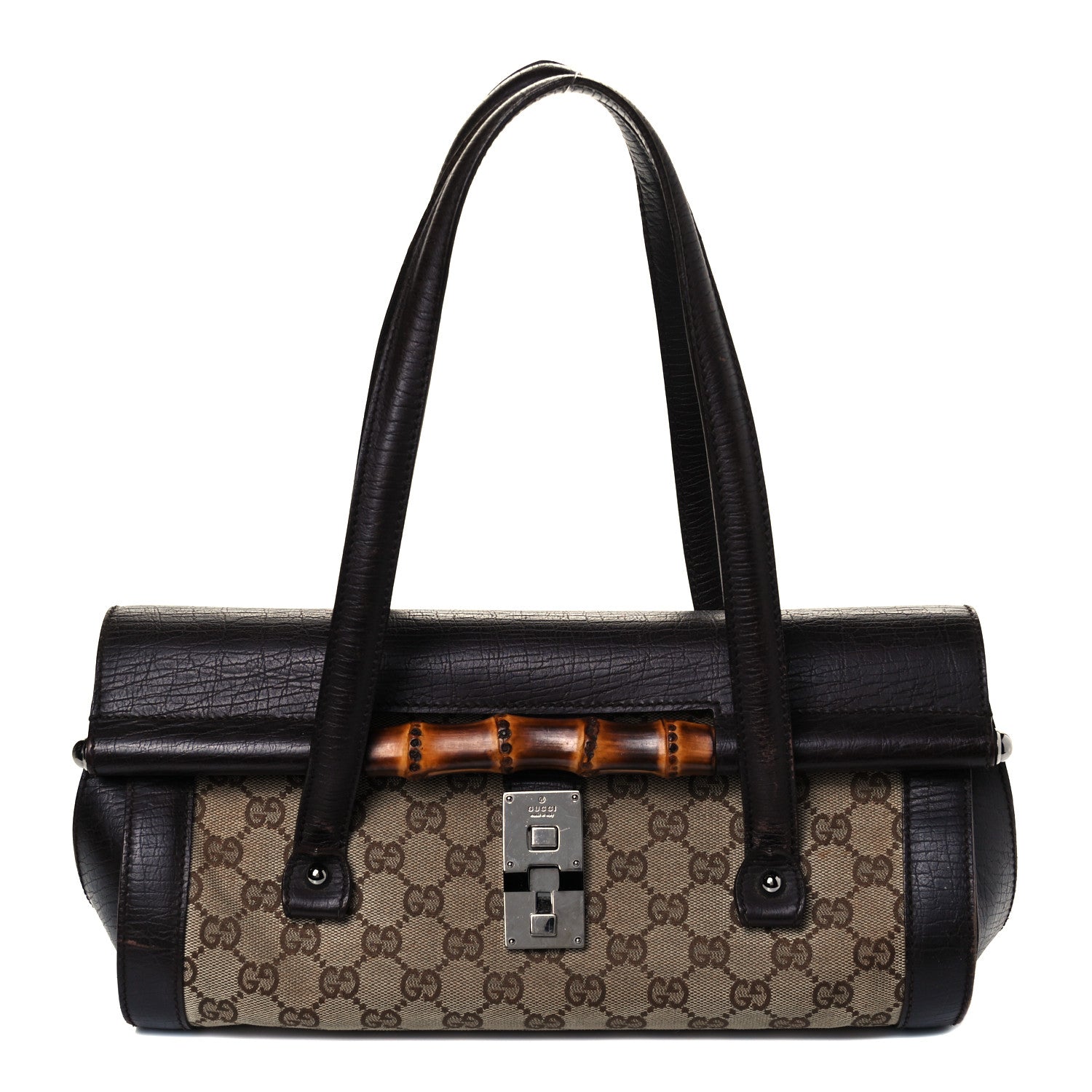 Gucci Monogram Bamboo Bullet Bag Dark Brown 1 of 10