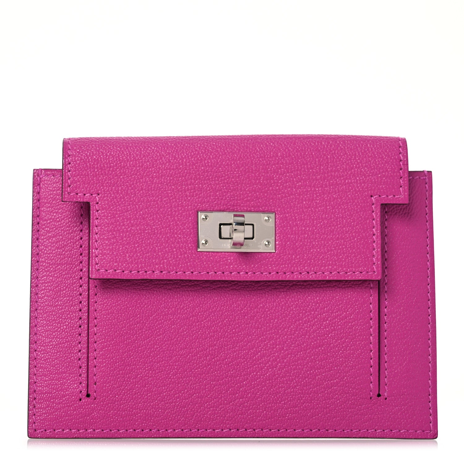 Hermes Chevre Mysore Kelly Pocket Compact Wallet Rose Pourpre 1 of 11