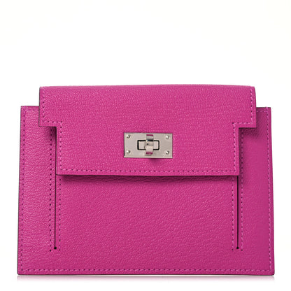 Hermes Chevre Mysore Kelly Pocket Compact Wallet Rose Pourpre 1 of 11