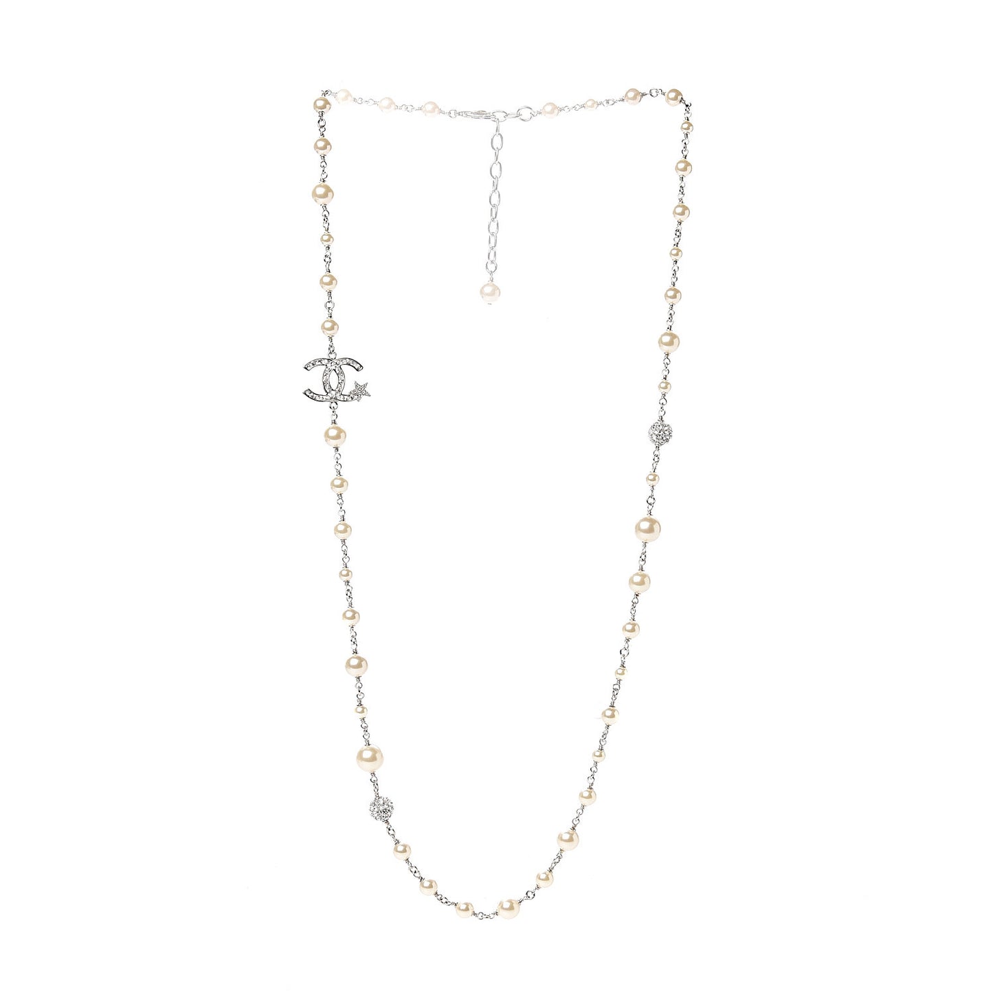 Pearl Crystal CC Starfall Necklace Silver