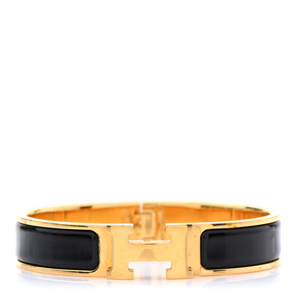 Hermes Enamel Narrow Clic Clac H Bracelet PM Black 1 of 4