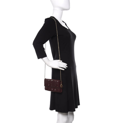 Christian Dior Patent Cannage Lady Dior Rendezvous Wallet On Chain Burgundy 2 of 9