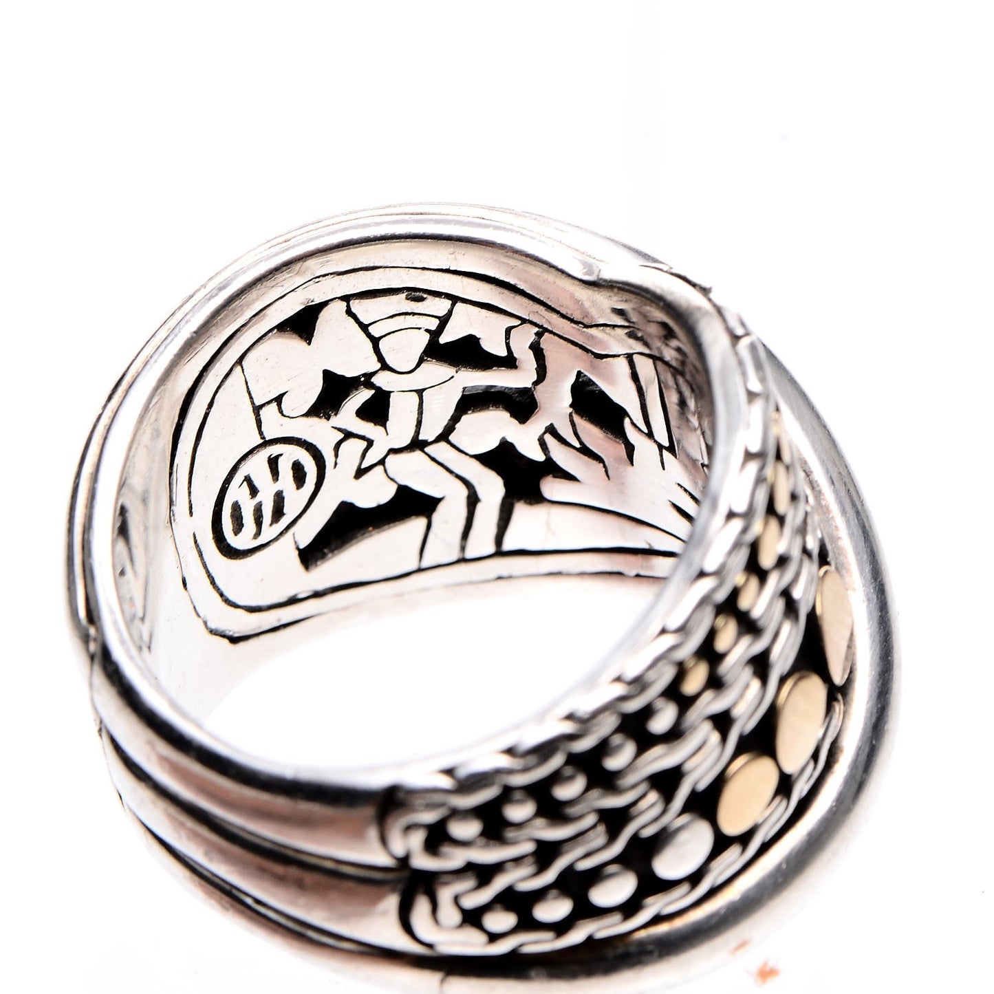 Sterling Silver 18K Yellow Gold Dot Menari Twist Ring 55.7 7.5