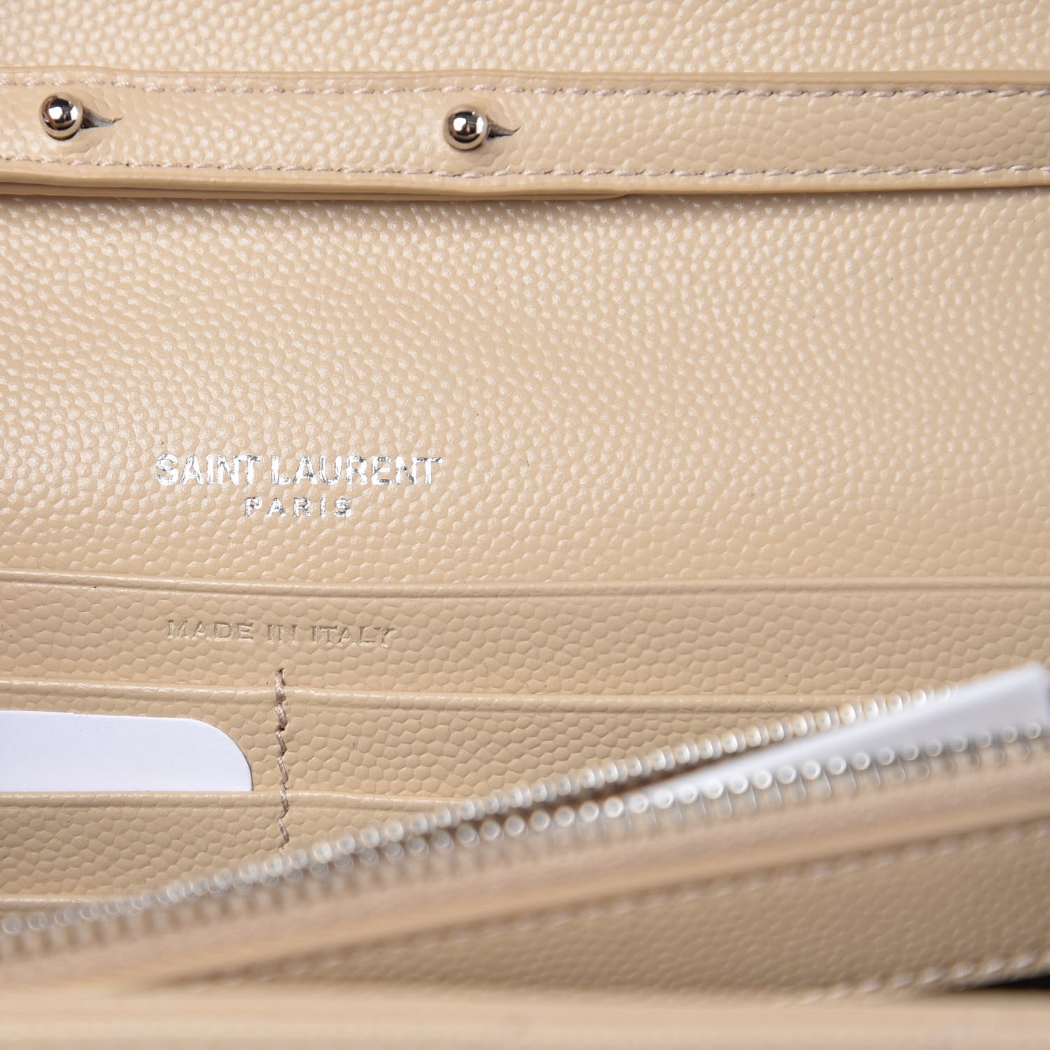 Saint Laurent Grain De Poudre Matelasse Chevron Monogram Chain Wallet Nude Powder 6 of 7