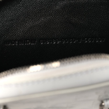Balenciaga Shiny Calfskin Logo Crocodile Embossed Cash Phone Holder Bag White Black 7 of 13