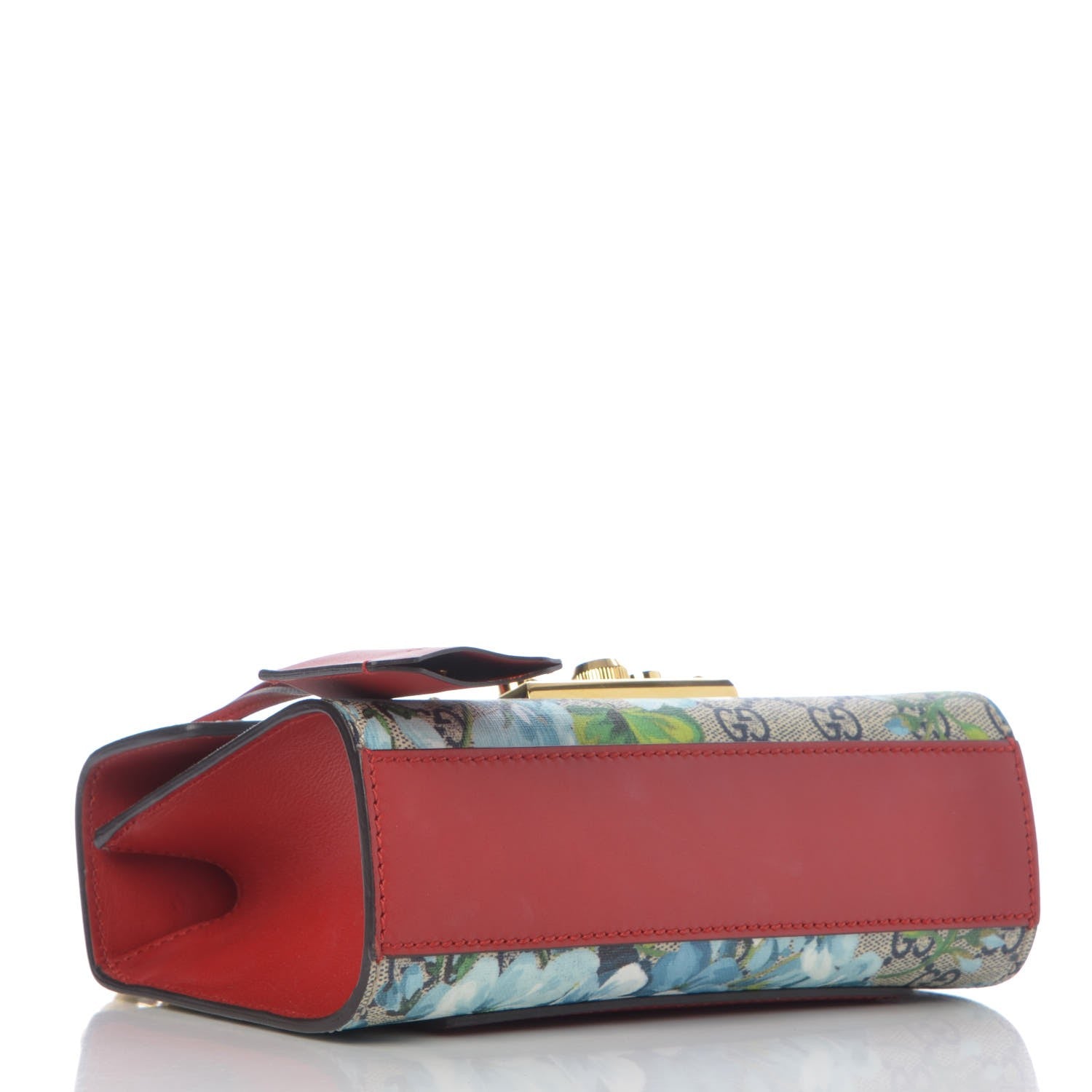 Gucci GG Supreme Monogram Blooms Small Padlock Shoulder Bag Beige Blue Navy Hibiscus Red 4 of 8
