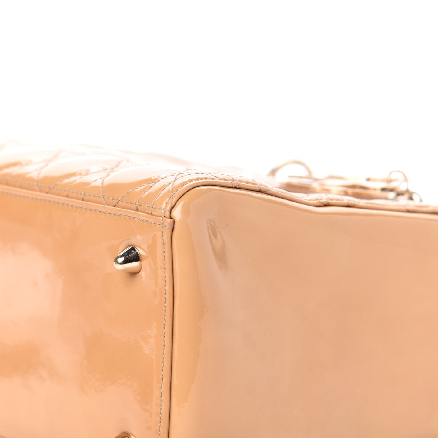 Patent Cannage Medium Lady Dior Beige