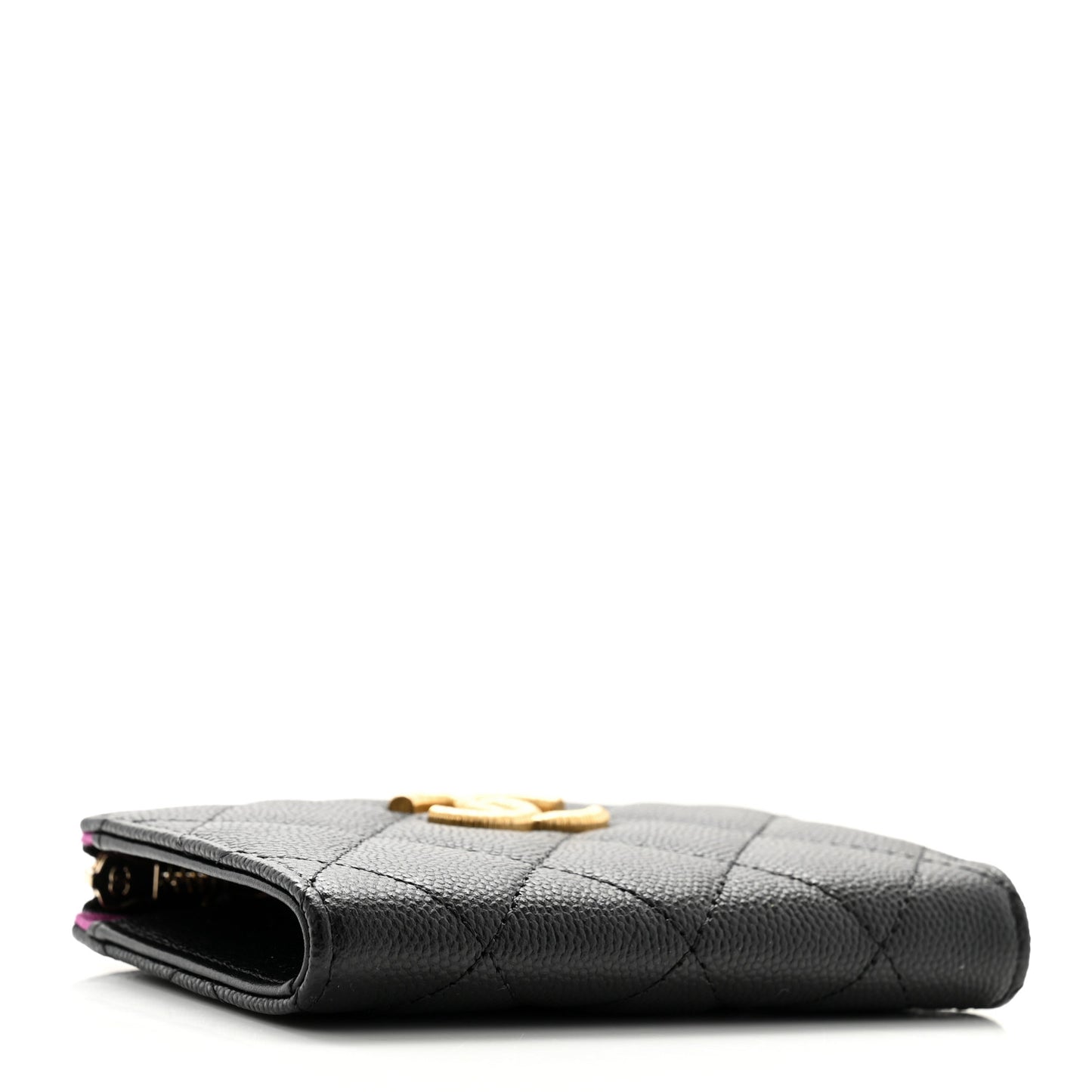 Caviar Quilted Zipped Key Holder Case Black