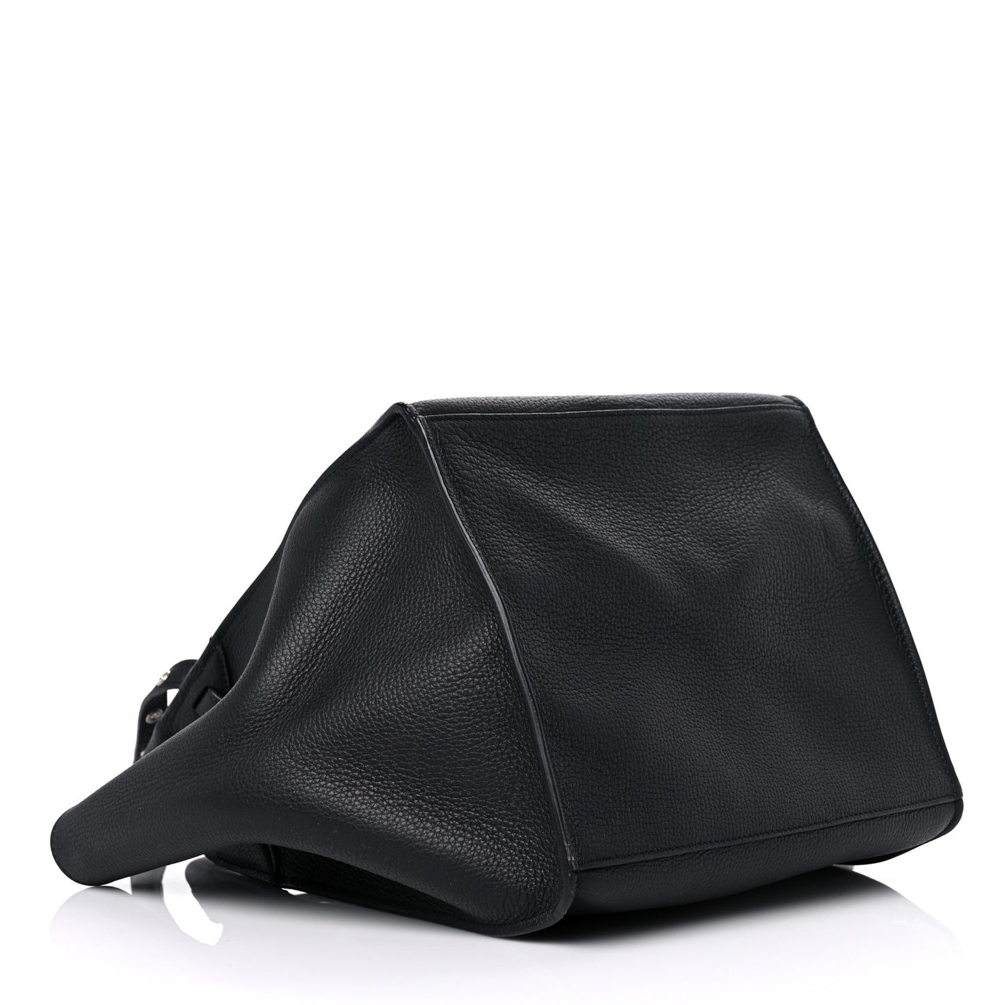 Supple Grained Calfskin Small Long Strap Big Bag Black