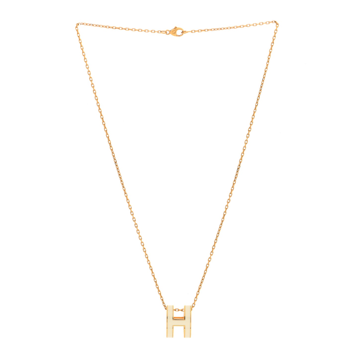 Lacquered Gold Pop H Pendant Necklace White