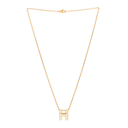 Hermes Lacquered Gold Pop H Pendant Necklace White 3 of 6
