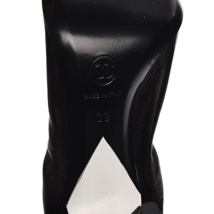 Chanel Lambskin Elastic Pumps 39 Black 6 of 8