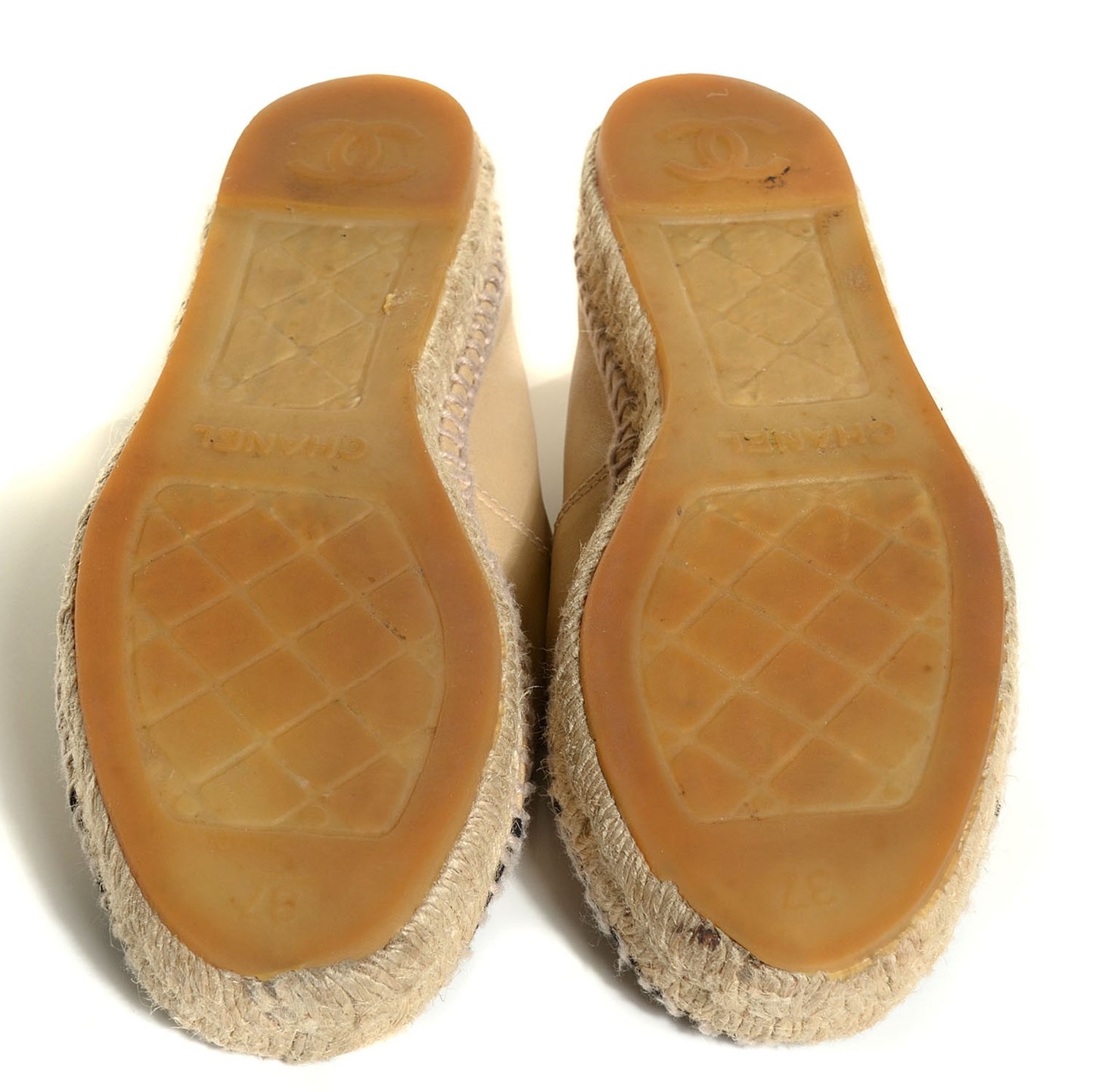 Lambskin CC Espadrilles 37 Beige Black