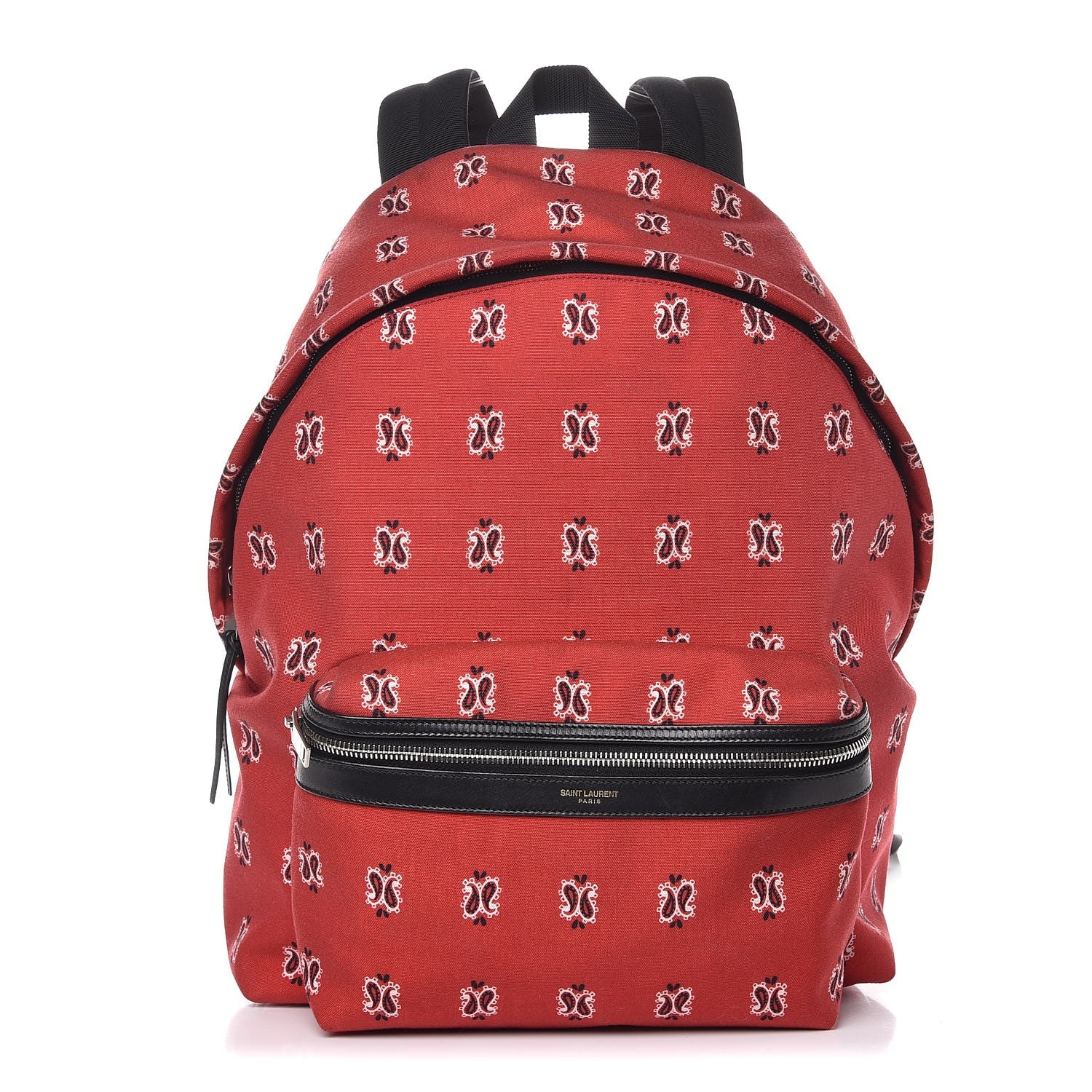 Saint Laurent Canvas Bandana Print Hunting Backpack Red 1 of 12