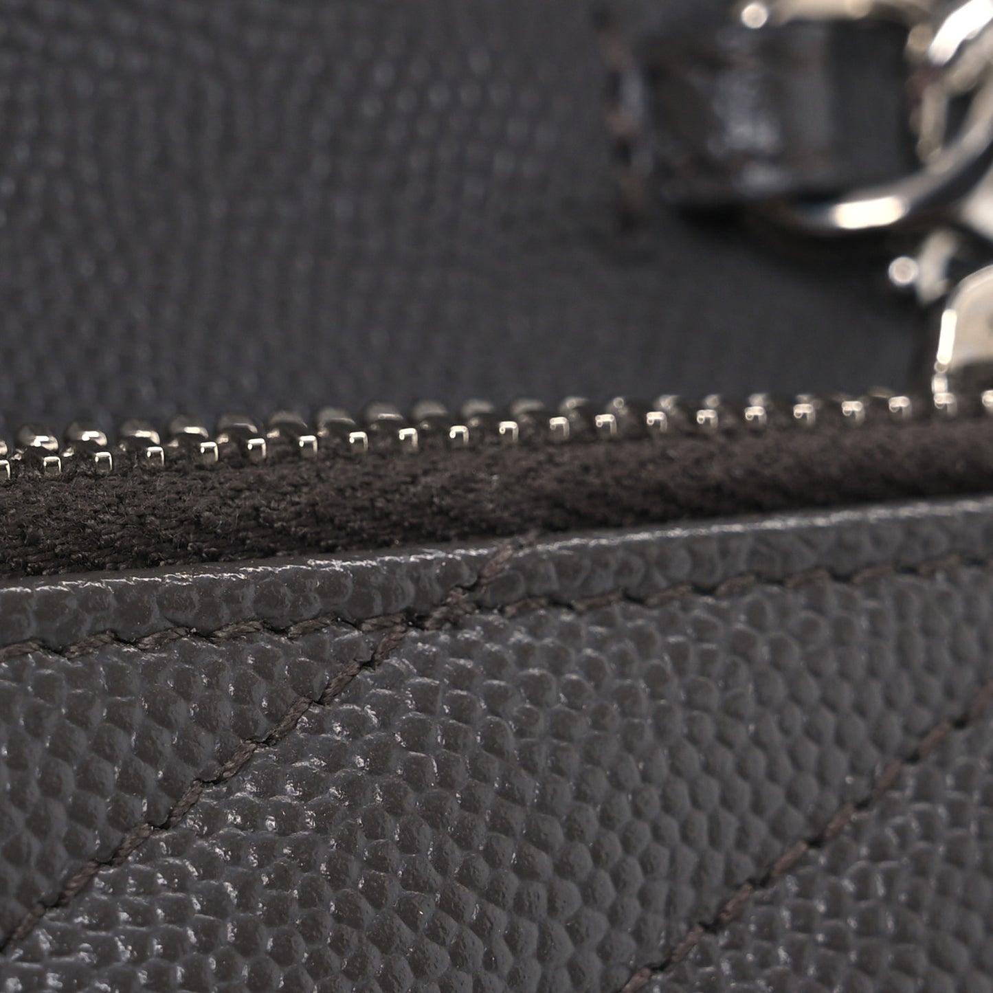 Grain De Poudre Matelasse Chevron Monogram Envelope Chain Wallet Coal