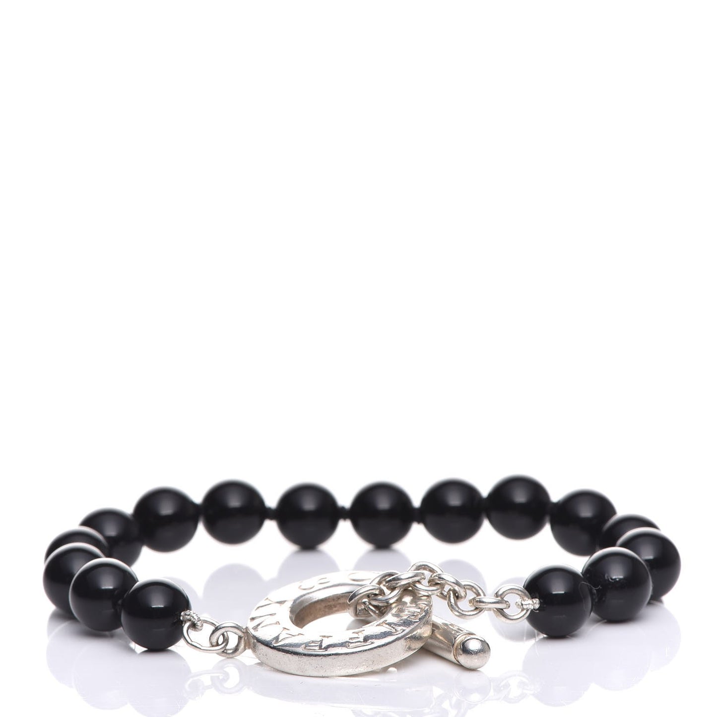 Sterling Silver Black Onyx Bead Toggle Bracelet