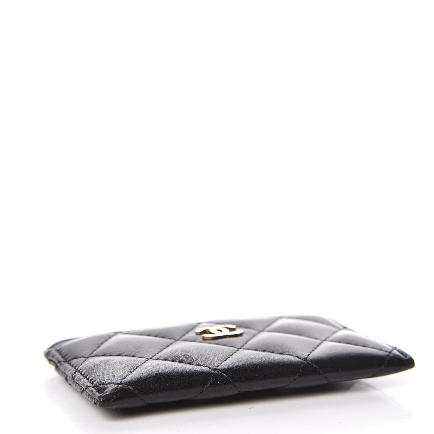 Lambskin Quilted Card Holder Black