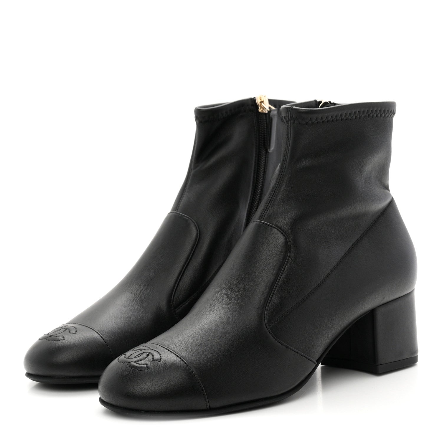 Chanel Lambskin Ankle Boots 38 Black 4 of 10