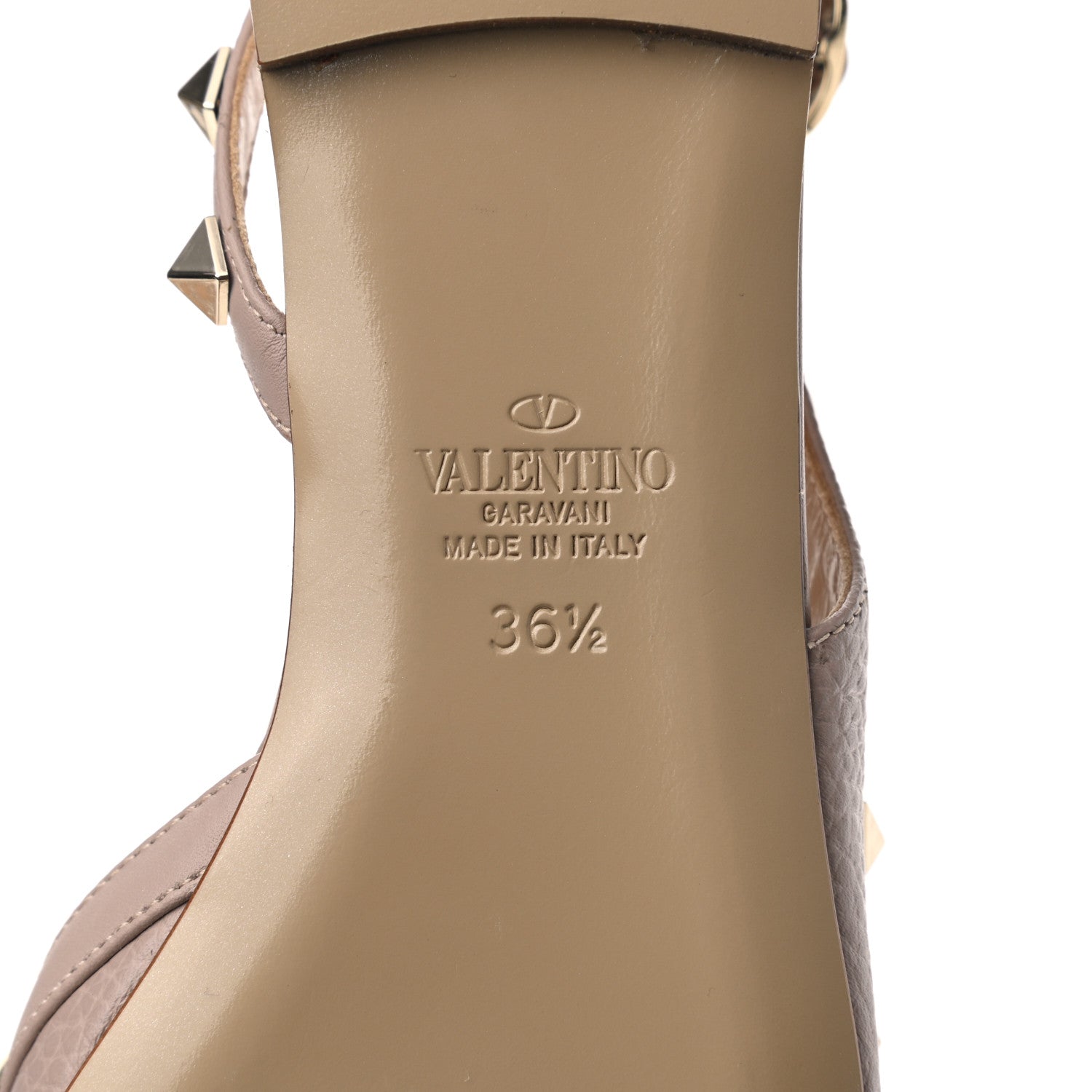 Valentino Garavani Pebbled Calfskin Rockstud Slingback Flats 36.5 Poudre 8 of 12