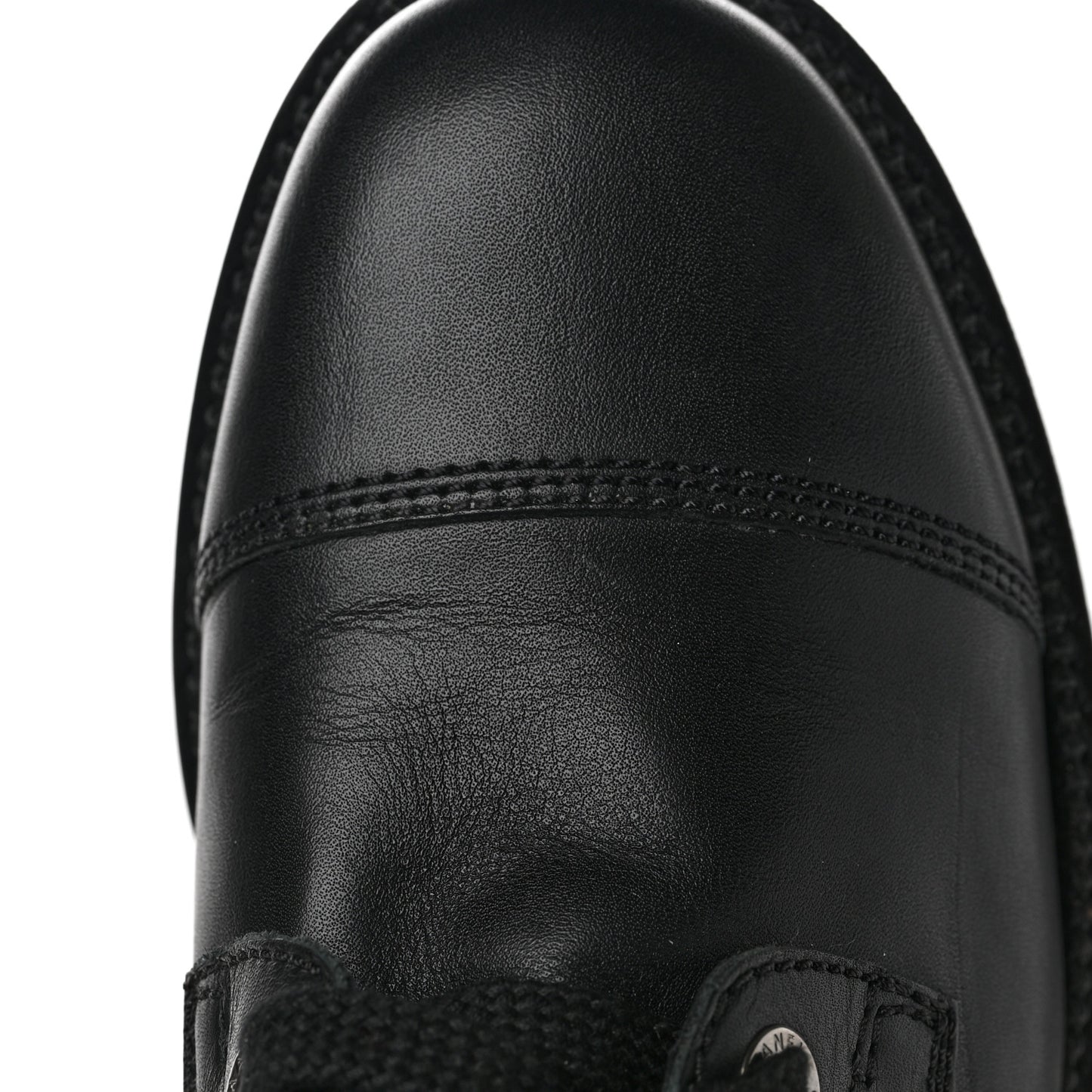 Calfskin Quilted Lace Up Combat Boots 38.5 Black