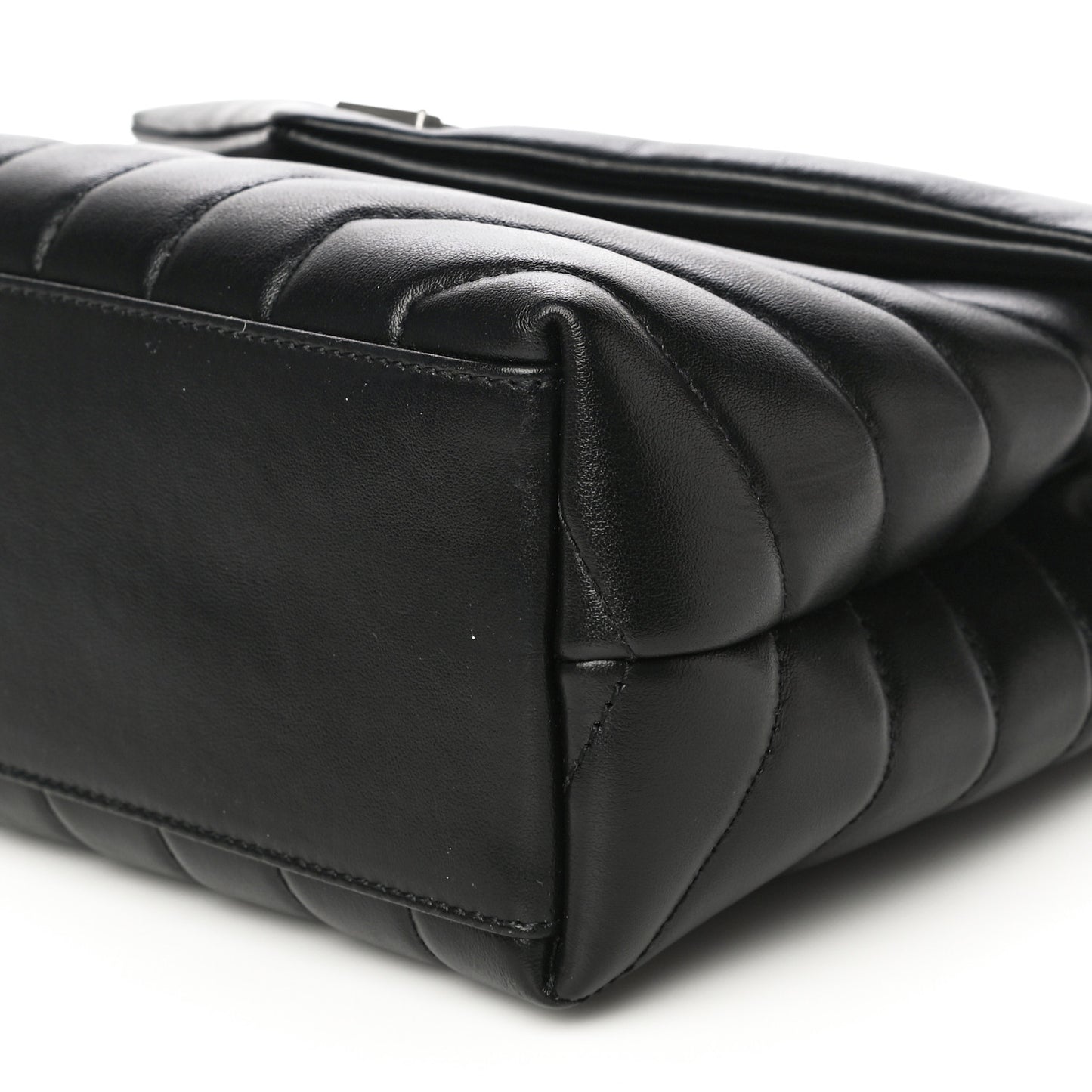 Calfskin Y Quilted Monogram Small Loulou Chain Satchel Black