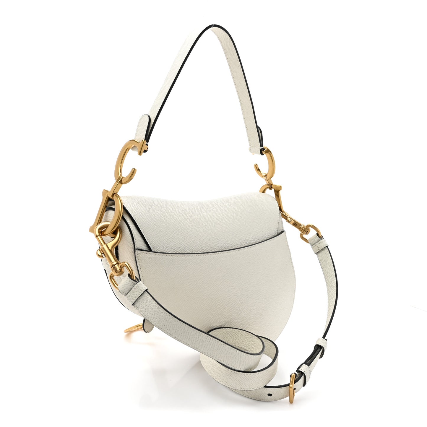 Grained Calfskin Saddle Bag With Strap Latte