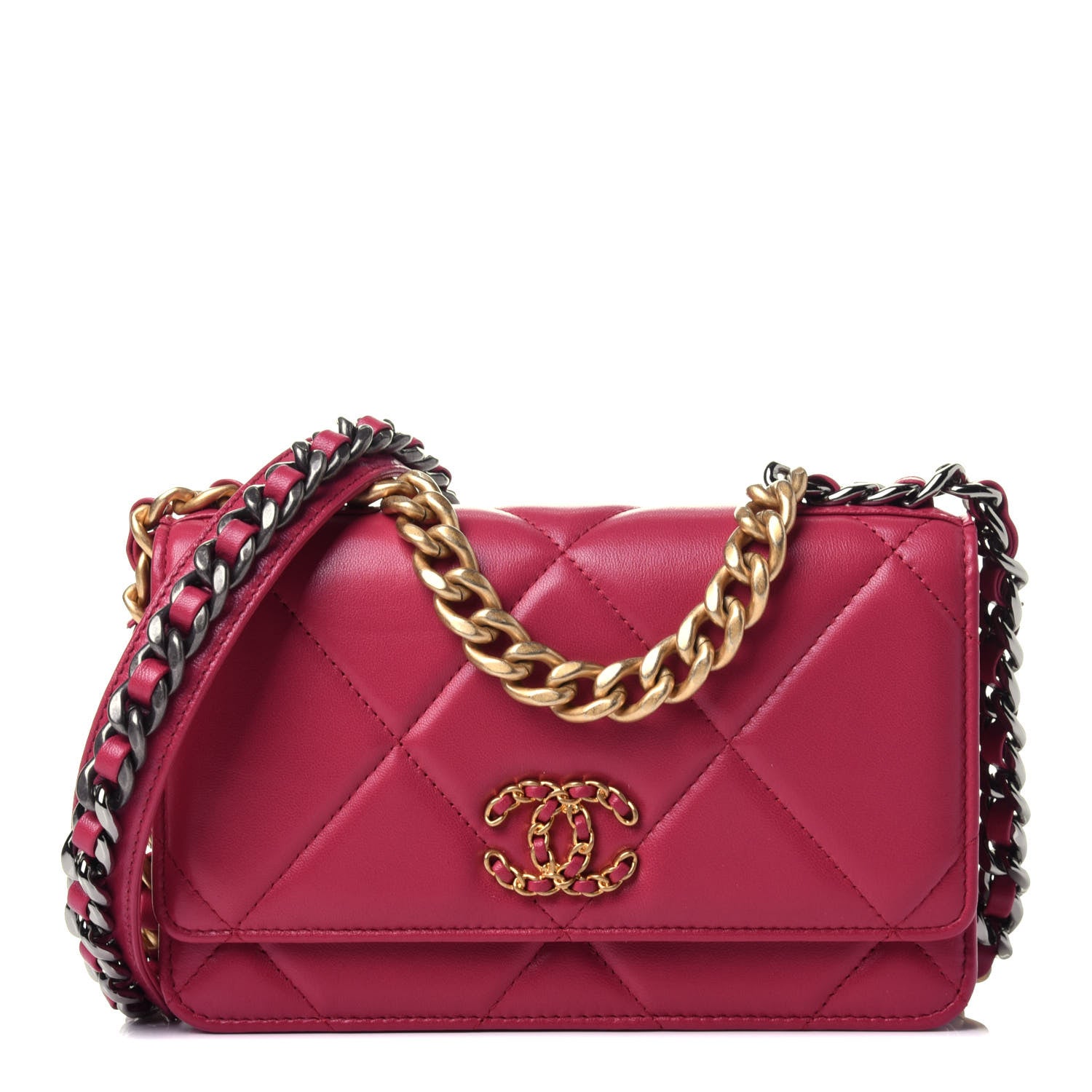 Chanel Lambskin Quilted Chanel 19 Wallet On Chain WOC Pink 1 of 4