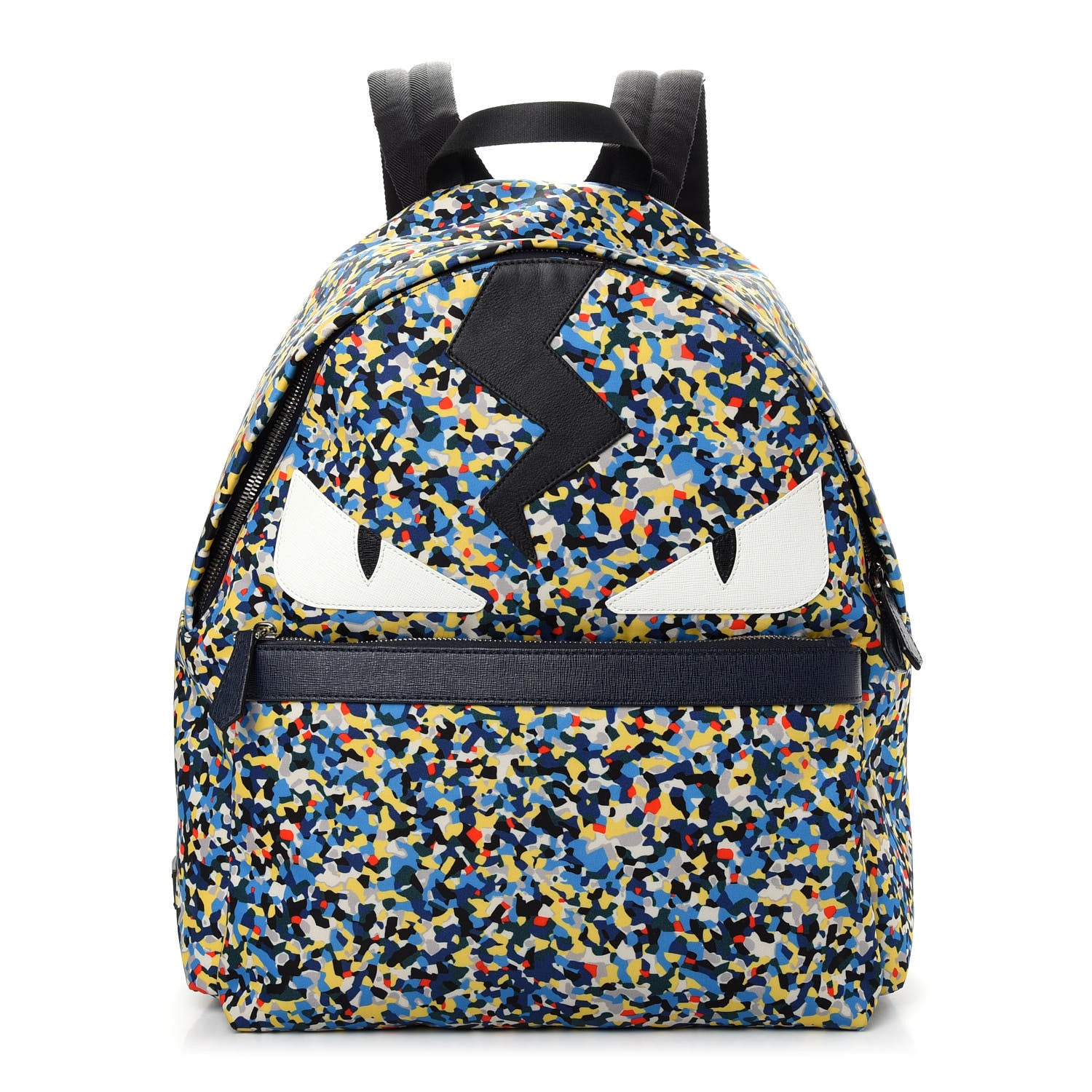 Fendi Nylon Vitello Elite Flamingo Granite Lightning Monster Eyes Backpack Multicolor Lavagna 1 of 8