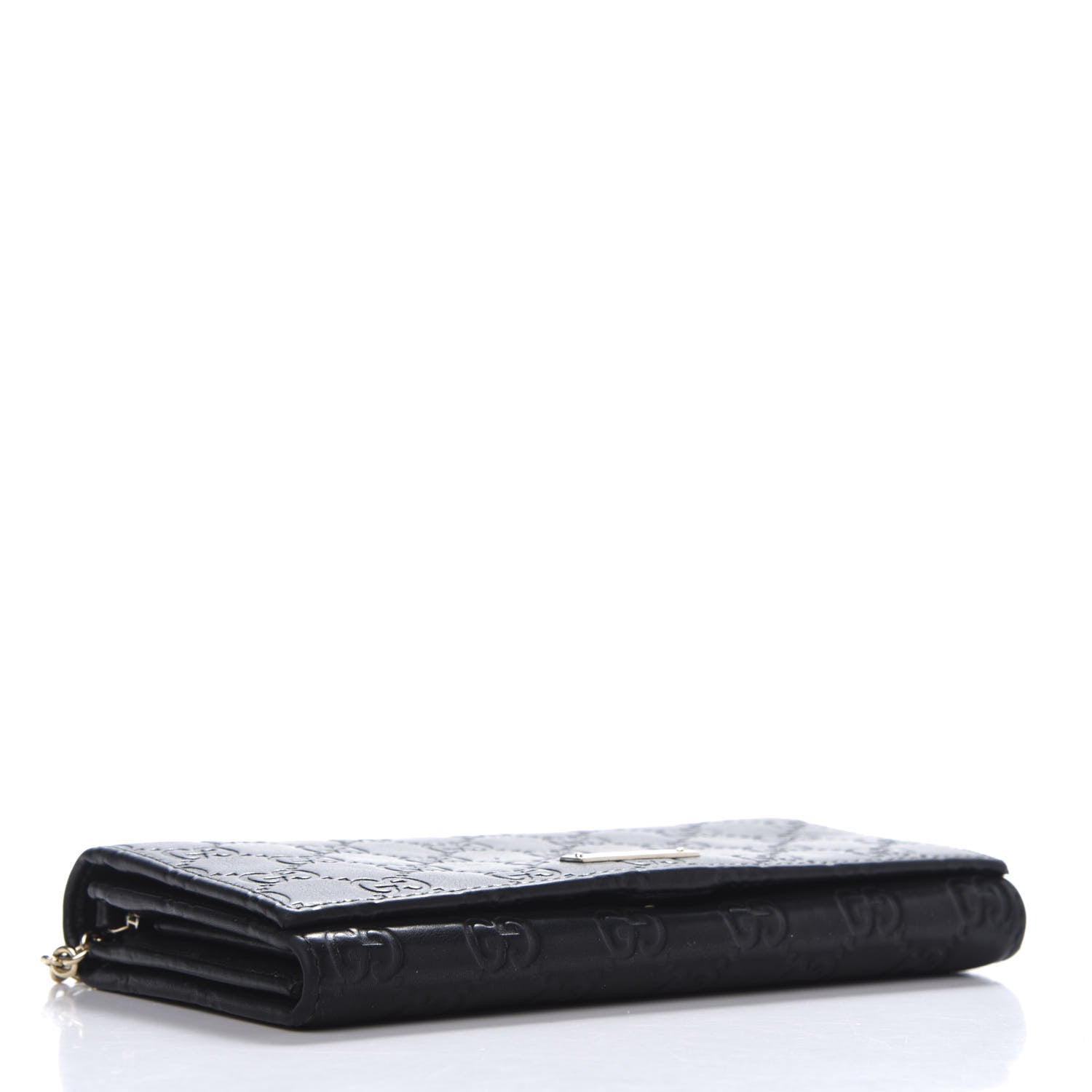 Gucci Guccissima Margaux Calfskin Metal Bar Chain Wallet Black 4 of 8