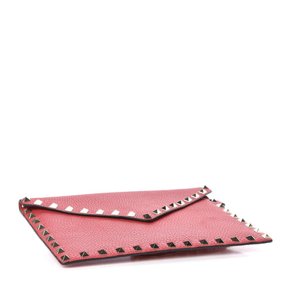 Valentino Garavani Pebbled Calfskin Rockstud Envelope Clutch Red 4 of 7