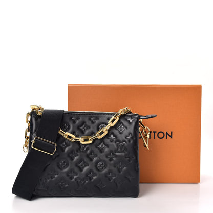 Louis Vuitton Lambskin Embossed Monogram Coussin PM Black 4 of 10