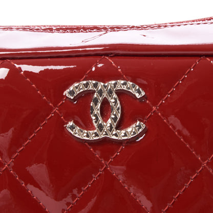 Chanel Patent Quilted Brilliant Cosmetic Case Red 3 of 8