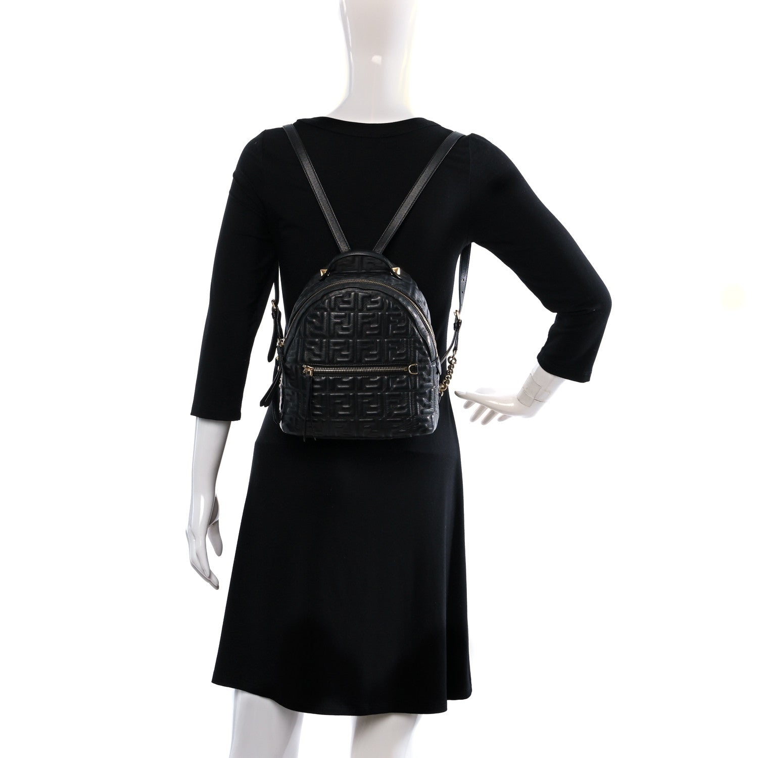 Fendi Nappa FF 1974 Embossed Mini Backpack Black 3 of 14