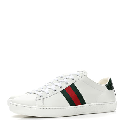Gucci Calfskin Crocodile Web Womens Ace Sneakers 41 White Green 4 of 10
