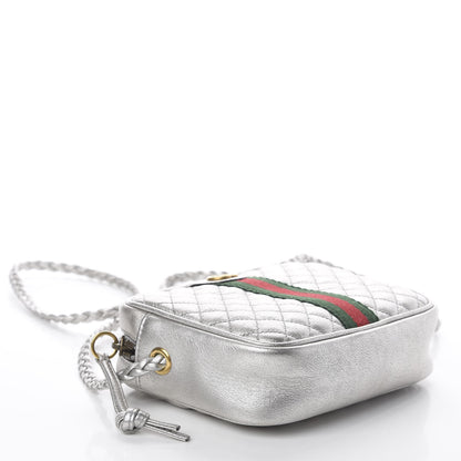 Gucci Laminated Nappa Web Trapuntata Mini GG Shoulder Bag Argento 3 of 7