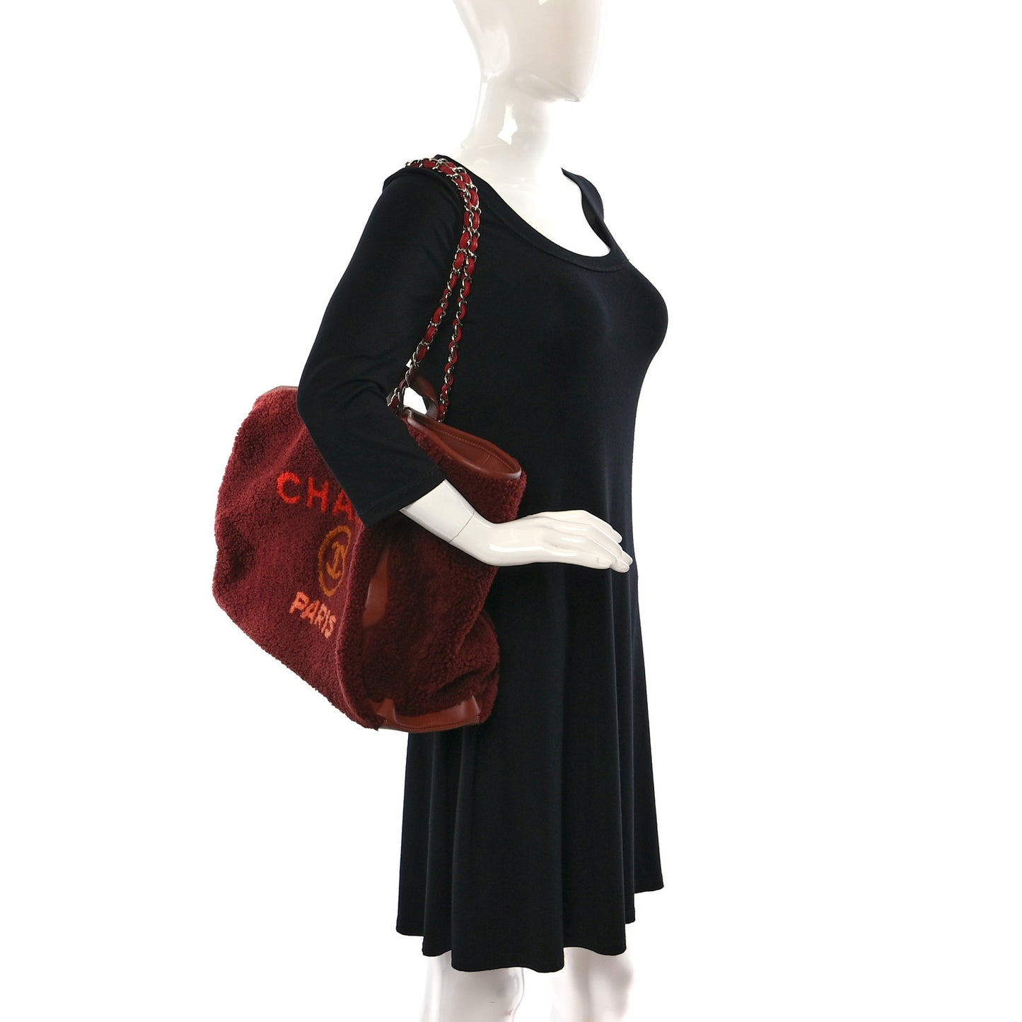 Shearling Large Deauville Tote Burgundy