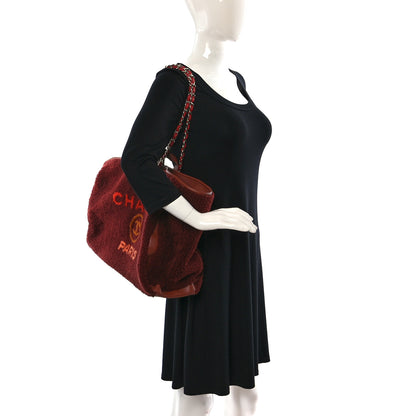 Chanel Shearling Large Deauville Tote Burgundy 2 of 9