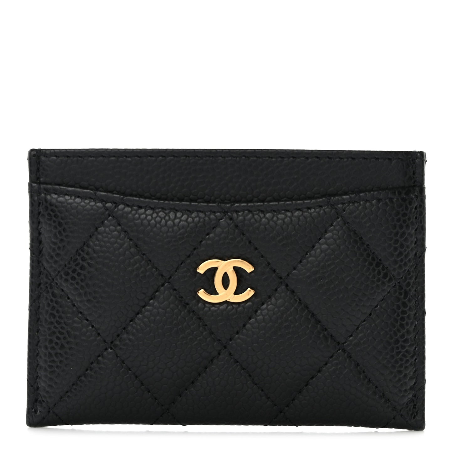 Caviar Quilted Card Holder Black