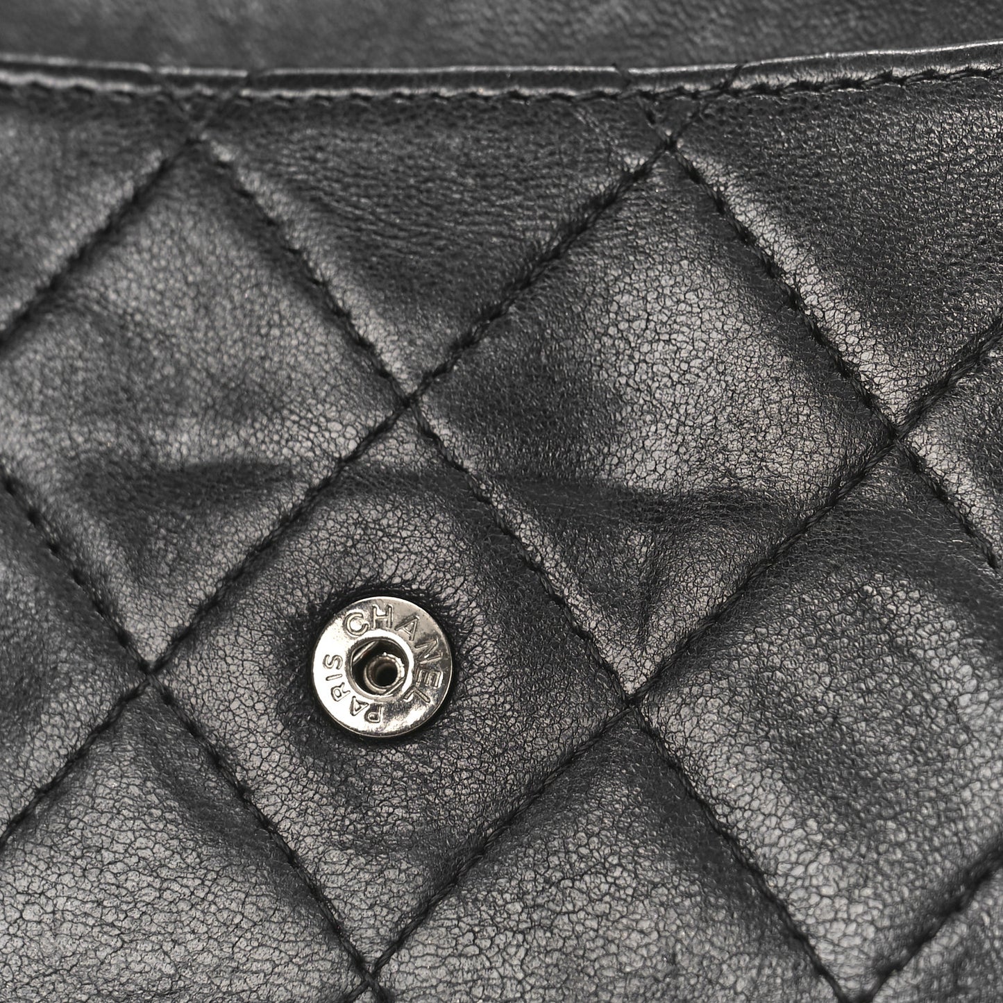 Lambskin Quilted Flap Card Holder Black