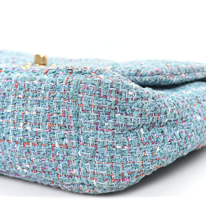 Chanel Tweed Quilted Medium Chanel 19 Flap Blue Multicolor 10 of 11