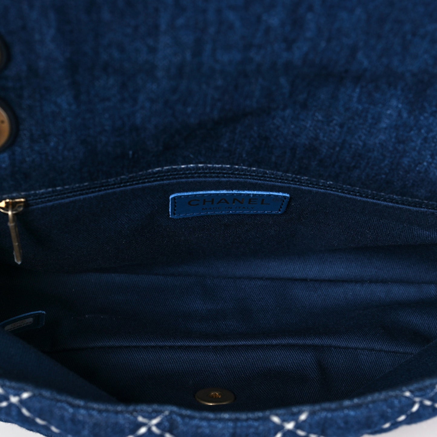 Denim Quilted Medium Denim Trip Single Flap Blue